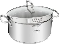 Tefal Duetto+ Pannenset -10 Delig- 5 Pannen - Kookpannenset - Zilver - Afdruipdeksels -Aanbiedingen Tefal Winkel 1200x893