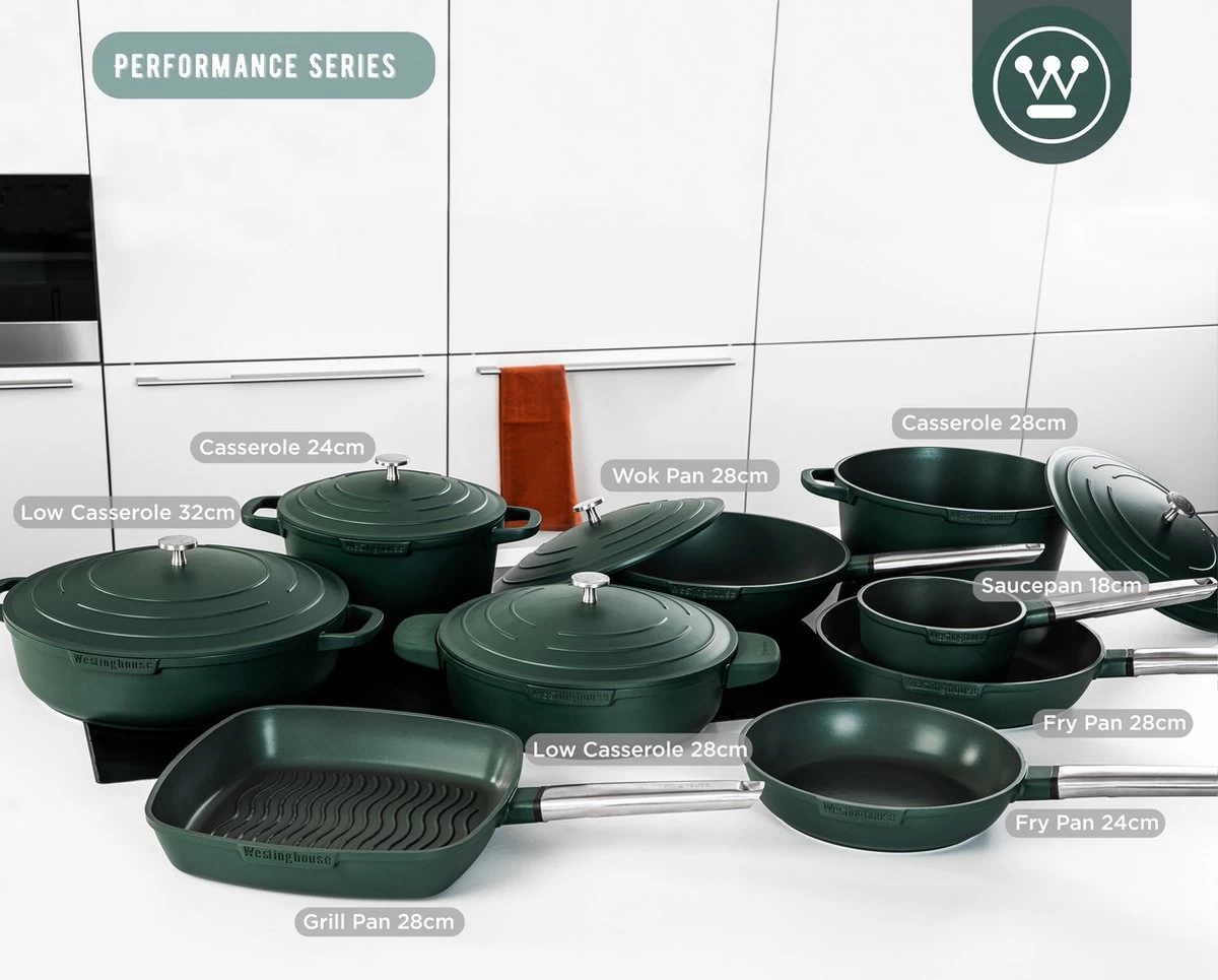 Westinghouse Performance Series - Hapjespan Inductie Met Deksel - 32cm Sauteerpan - Oven Geschikt - Groen 5 Westinghouse Performance Series - Hapjespan Inductie Met Deksel - 32cm Sauteerpan - Oven Geschikt - Groen - Afbeelding 5