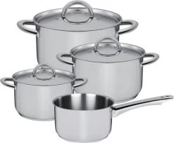 Sola Pannenset Blizz - 4 Delig - Ø Cm - Zilver - RVS - Sandwichbodem -Aanbiedingen Tefal Winkel 1200x993