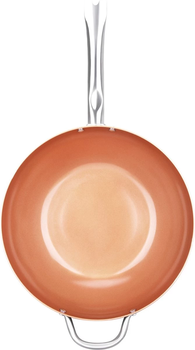 Swiss Pro+ - SP-WK28C - Aluminium Wokpan 28 Cm - Geschikt Voor Alle Warmtebronnen - Koper 2 Swiss Pro+ - SP-WK28C - Aluminium Wokpan 28 Cm - Geschikt Voor Alle Warmtebronnen - Koper - Afbeelding 2