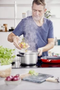 BK Flow Cool Pannenset - 4-delig – RVS Deksels - Veilig Afgietsysteem - Geschikt Voor Alle Warmtebronnen -Aanbiedingen Tefal Winkel 799x1200