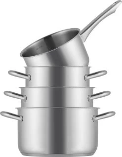 Sola Pannenset Blizz - 4 Delig - Ø Cm - Zilver - RVS - Sandwichbodem -Aanbiedingen Tefal Winkel 933x1200