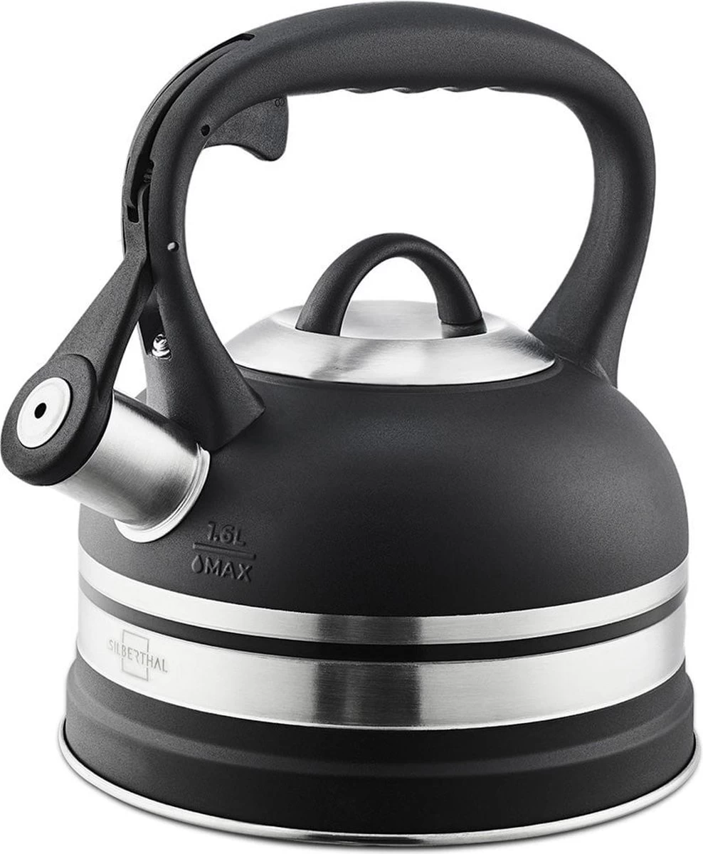 SILBERTHAL - Waterkoker - Alle Soorten Fornuizen, Ook Inductie - RVS - 1,6 Liter - Zwart 1 SILBERTHAL - Waterkoker - Alle Soorten Fornuizen, Ook Inductie - RVS - 1,6 Liter - Zwart